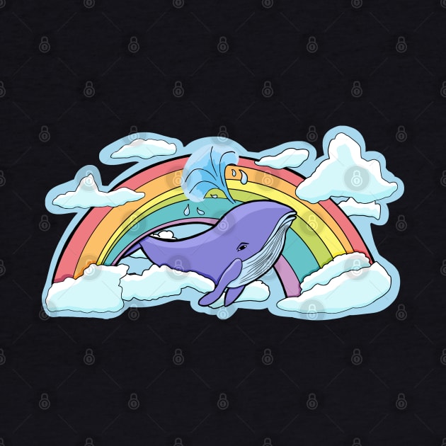 Whale flying in the middle of a rainbow by Mielon